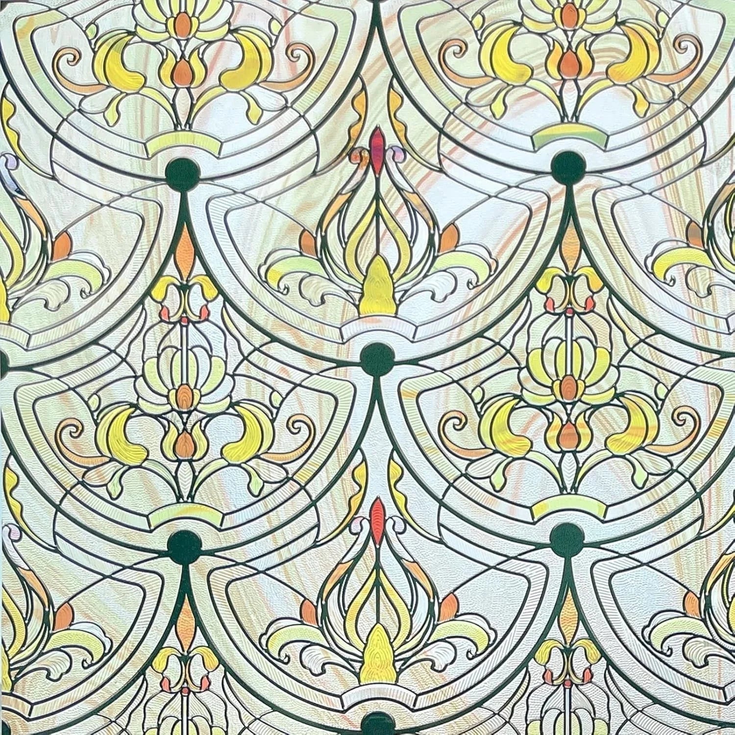 3D painted glass window film, dimensions: 17.5 inches × 47.24 inches 07FC0E-D4 - KOEEK [2]