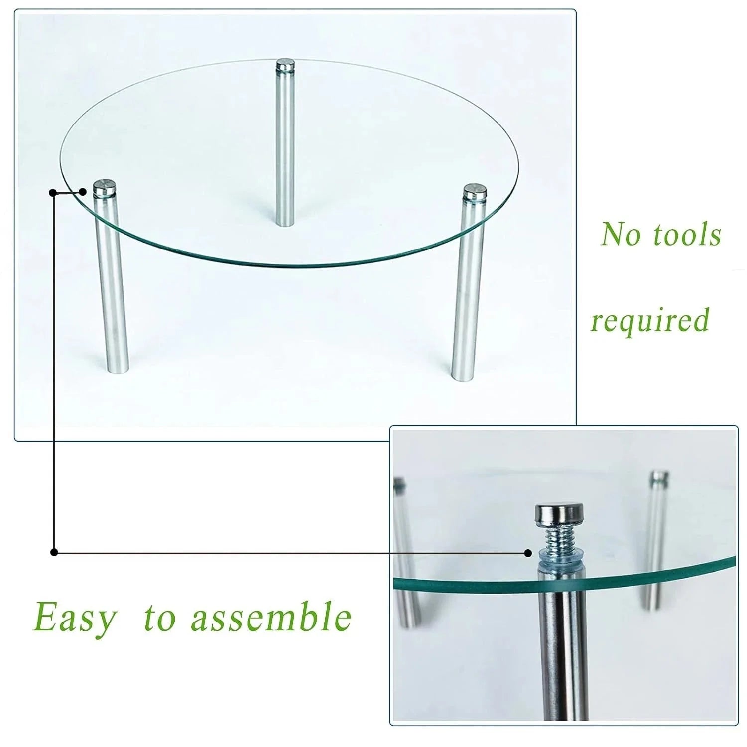 3Pcs Round Tempered Glass Cake Stands Set 8''10''13''Cupcake Display Stand Plate 07FC0E-D4 - KOEEK [3]