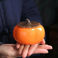 3.5inch Ceramics Persimmon Tea Jar Tea Bag Storage Box Sealed Porcelain Caddy 07FC0E-D4 - KOEEK [1]