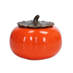 3.5inch Ceramics Persimmon Tea Jar Tea Bag Storage Box Sealed Porcelain Caddy 07FC0E-D4 - KOEEK [2]
