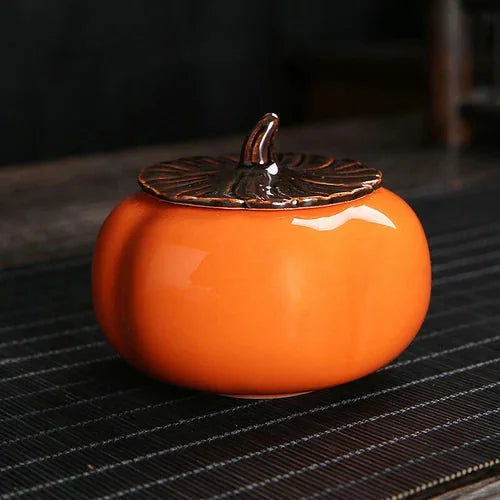 3.5inch Ceramics Persimmon Tea Jar Tea Bag Storage Box Sealed Porcelain Caddy 07FC0E-D4 - KOEEK [4]