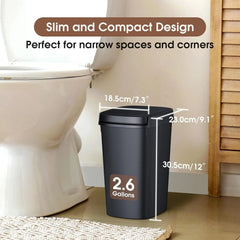 3 Pack Slim Bathroom Trash Can, 10L/2.6 Gal with Press Top and Pop-up Lid 07FC0E-D4 - KOEEK [2]