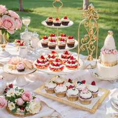3 Tier Cupcake Stands, Plastic Trays,Cake Platters Includes 6 pcs Pastry Trays 07FC0E-D4 - KOEEK [2]
