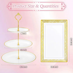 3 Tier Cupcake Stands, Plastic Trays,Cake Platters Includes 6 pcs Pastry Trays 07FC0E-D4 - KOEEK [3]