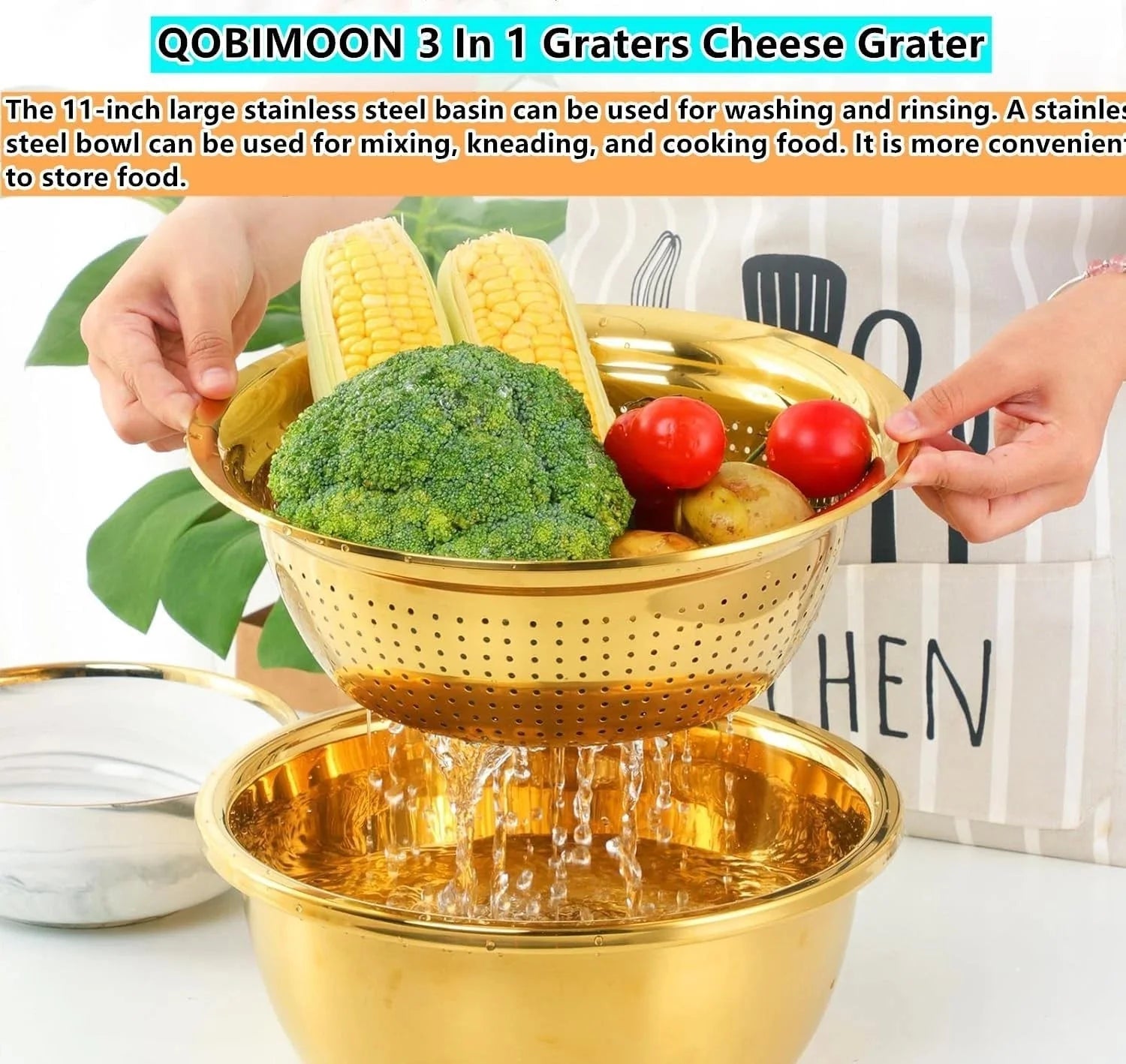 3 pieces/set Strainer Set Stainless Steel Vegetable Slicer Fruit Potato 07FC0E-D4 - KOEEK [4]