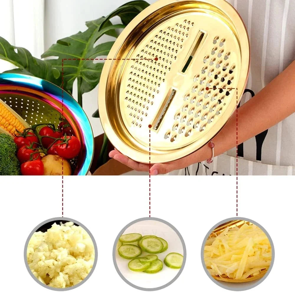 3 pieces/set Strainer Set Stainless Steel Vegetable Slicer Fruit Potato 07FC0E-D4 - KOEEK [7]