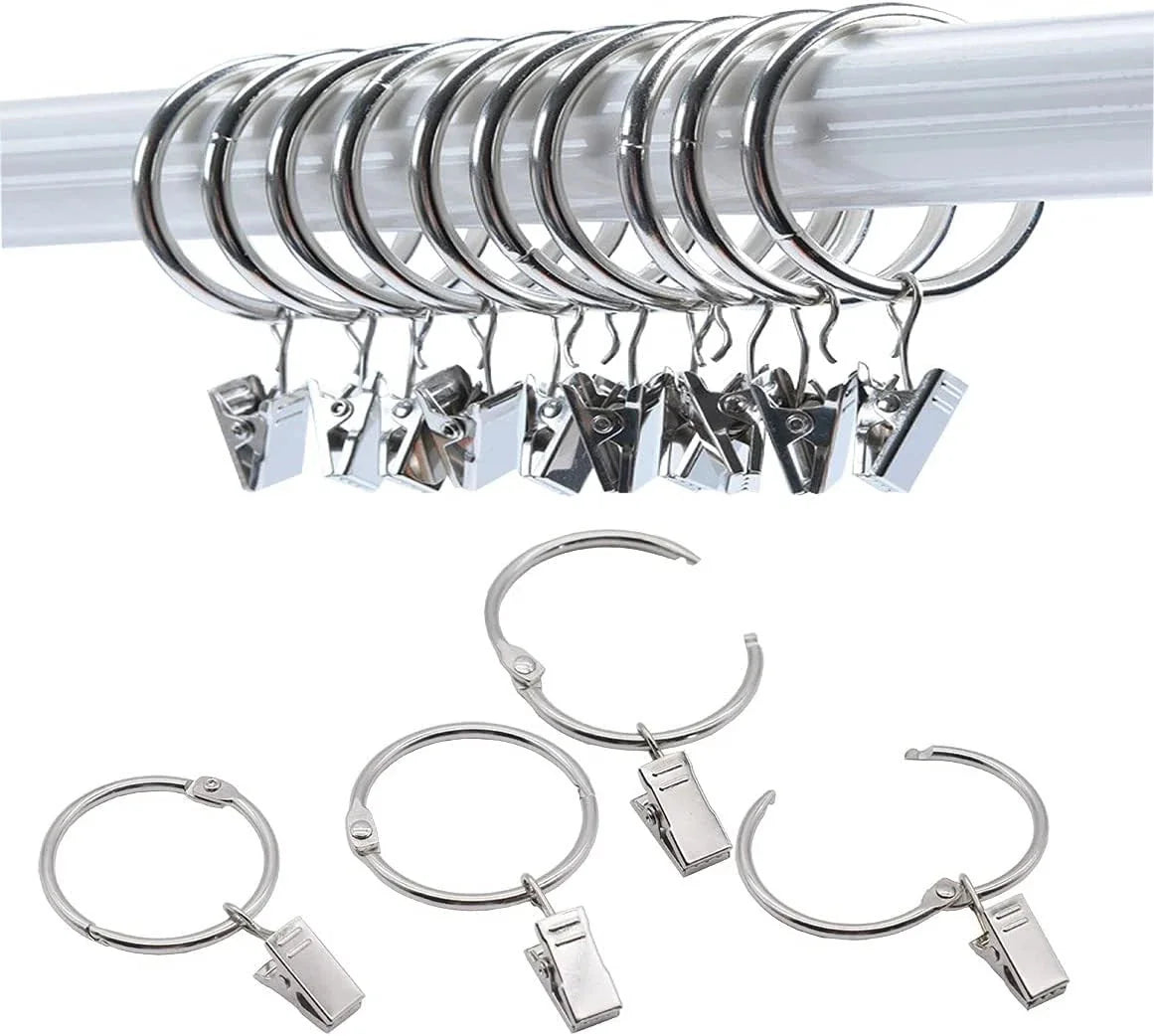 40 Pack Openable Curtain Rings with Clips Metal Hangers Ring,  (Silver,1.5") 07FC0E-D4 - KOEEK [1]