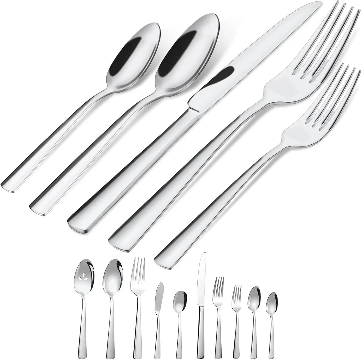 45-piece silverware set (serves 8), rust-resistant, dishwasher safe 07FC0E-D4 - KOEEK [1]
