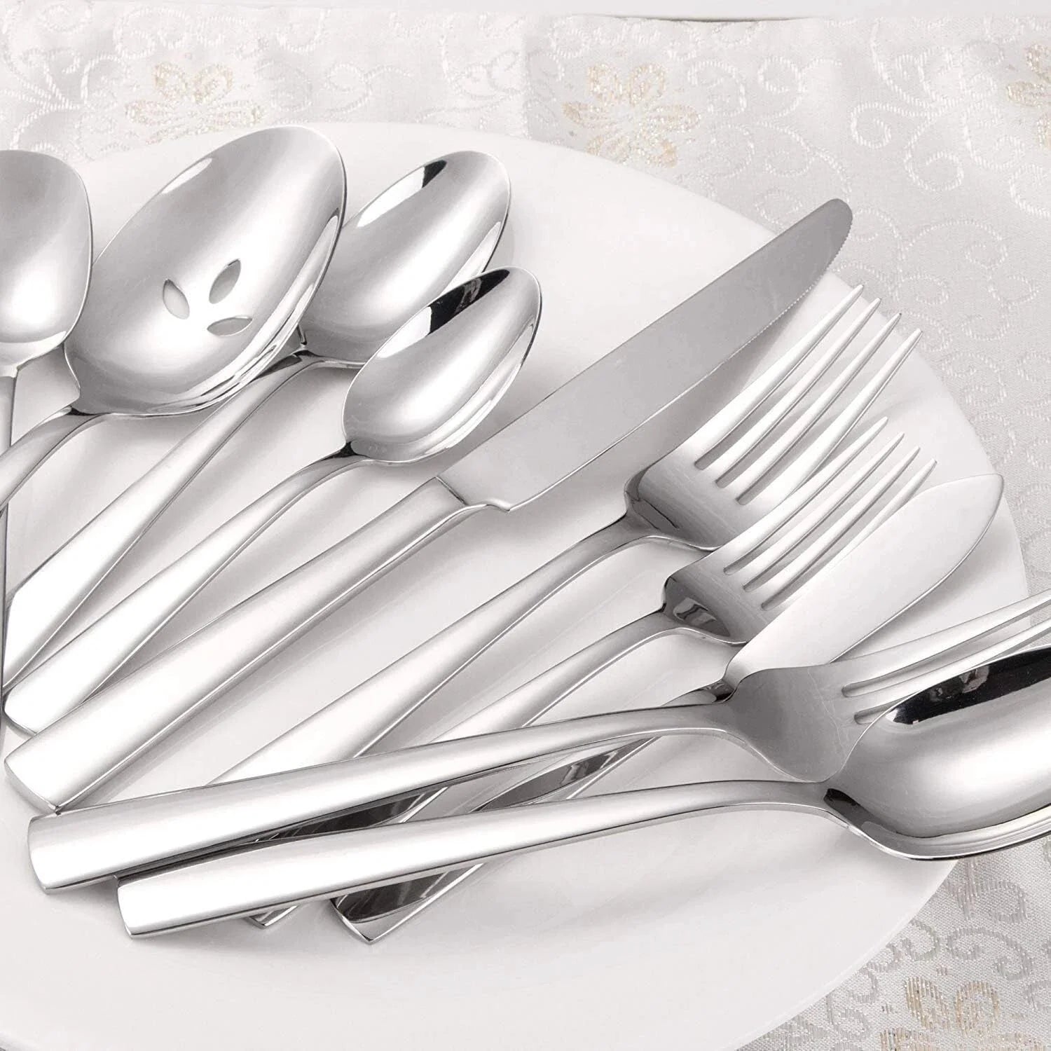 45-piece silverware set (serves 8), rust-resistant, dishwasher safe 07FC0E-D4 - KOEEK [2]