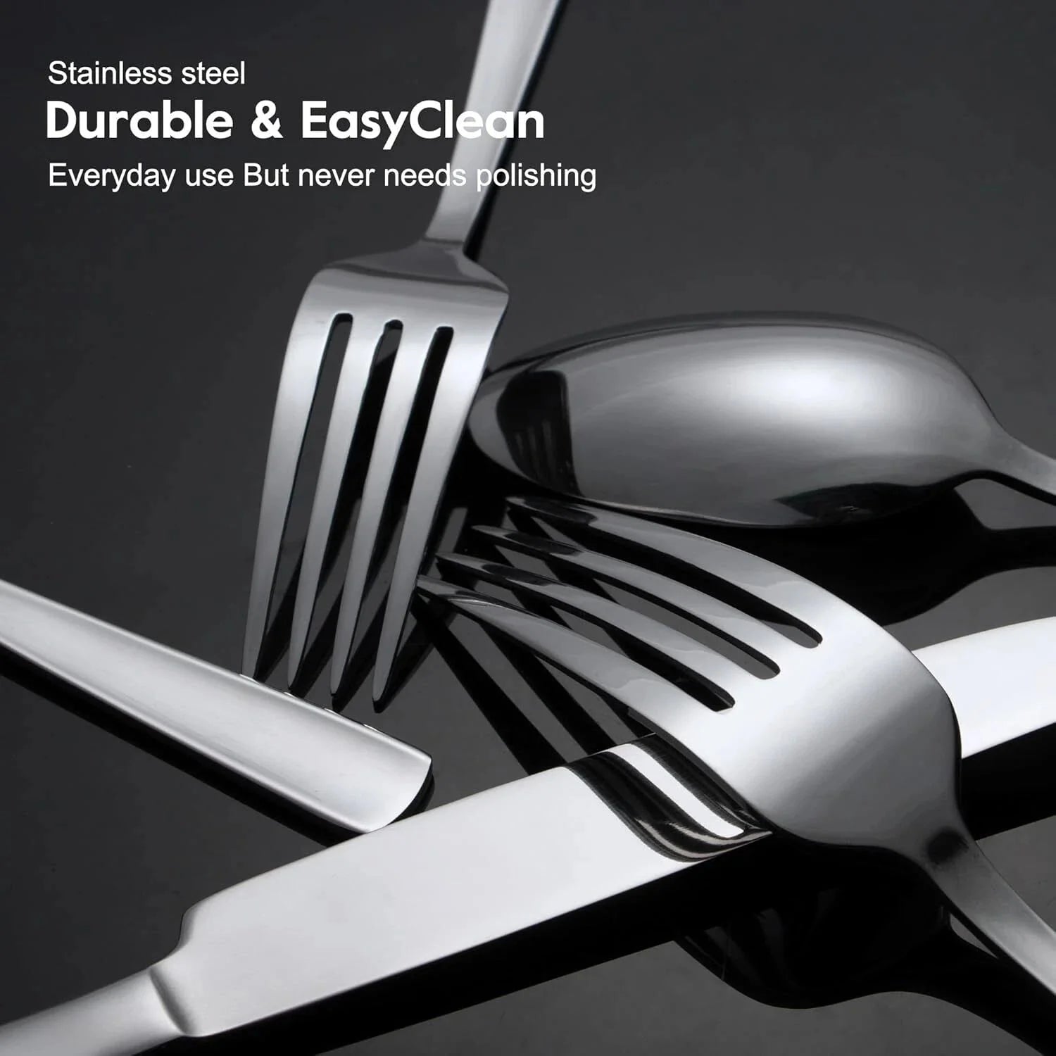 45-piece silverware set (serves 8), rust-resistant, dishwasher safe 07FC0E-D4 - KOEEK [4]