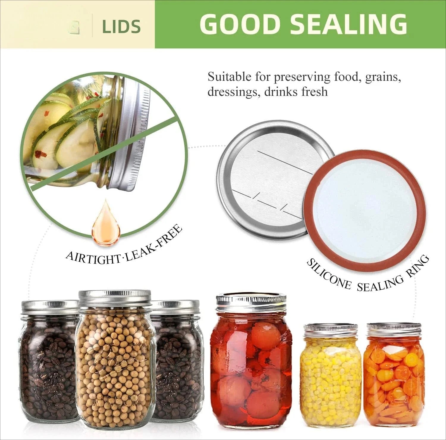 48Pcs Canning Lids with Rings Regular Mouth, Premium Mason Jar Lids Bands/Rings 07FC0E-D4 - KOEEK [2]