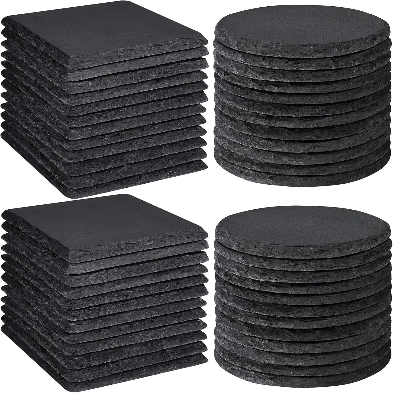 48 PCS Bulk Slate Coasters, 4-Inch Black Stone Coasters, Home Décor 07FC0E-D4 - KOEEK [1]