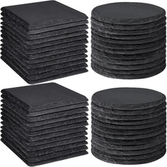 48 PCS Bulk Slate Coasters, 4-Inch Black Stone Coasters, Home Décor 07FC0E-D4 - KOEEK [1]