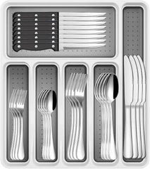 49 Piece Stainless Steel Silverware Set with Flatware Organizer, 8 People 07FC0E-D4 - KOEEK [1]