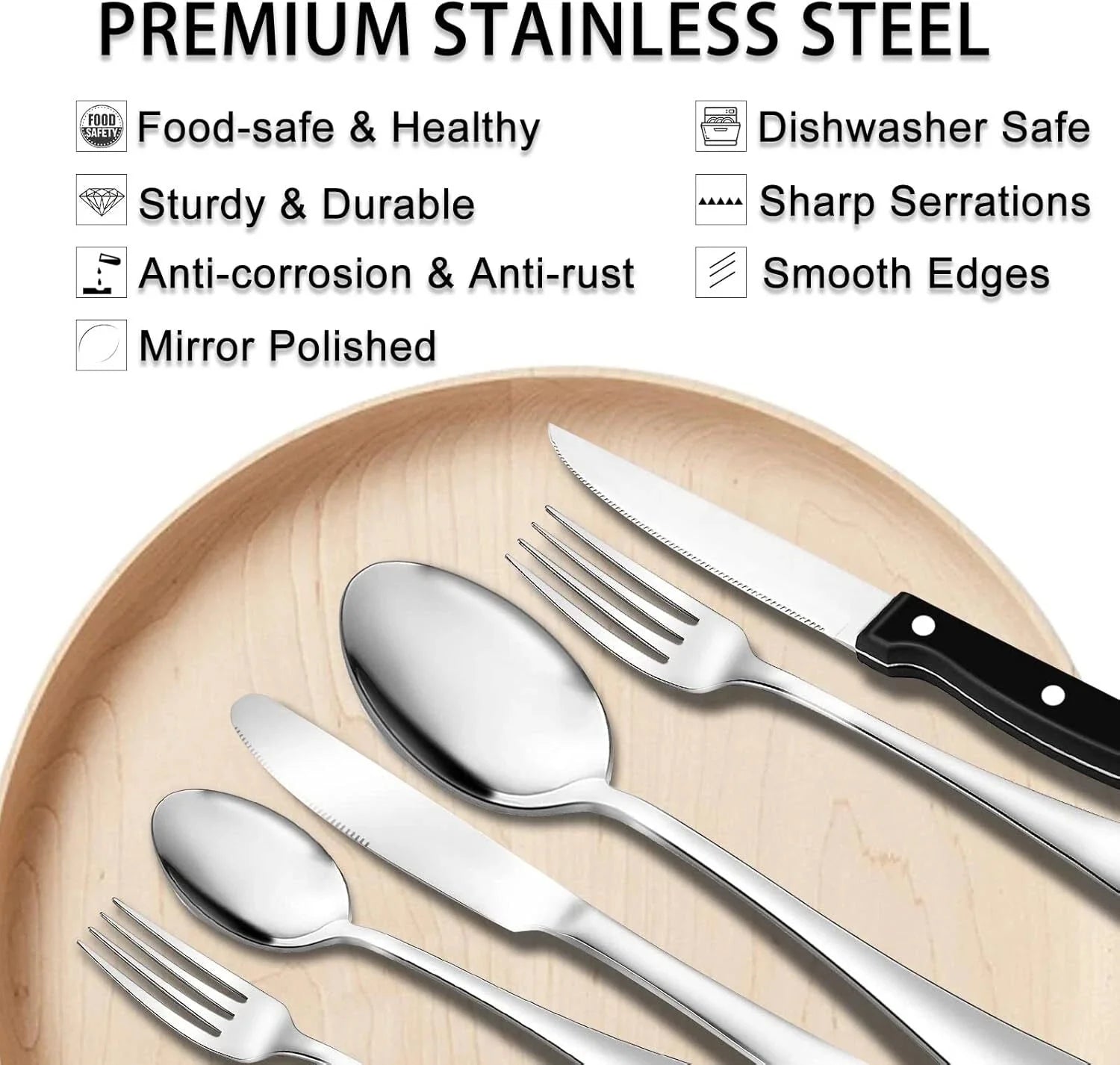 49 Piece Stainless Steel Silverware Set with Flatware Organizer, 8 People 07FC0E-D4 - KOEEK [4]