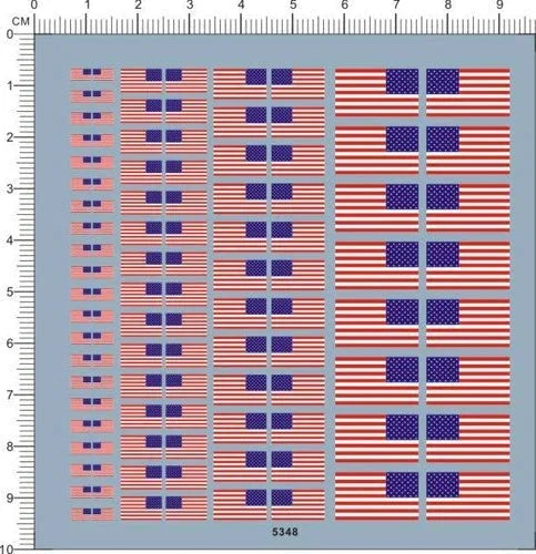 4-16mm 1/64 1/24 1/18 1/10 USA American National flag Model Markings Water Decal 07FC0E-D4 - KOEEK [1]