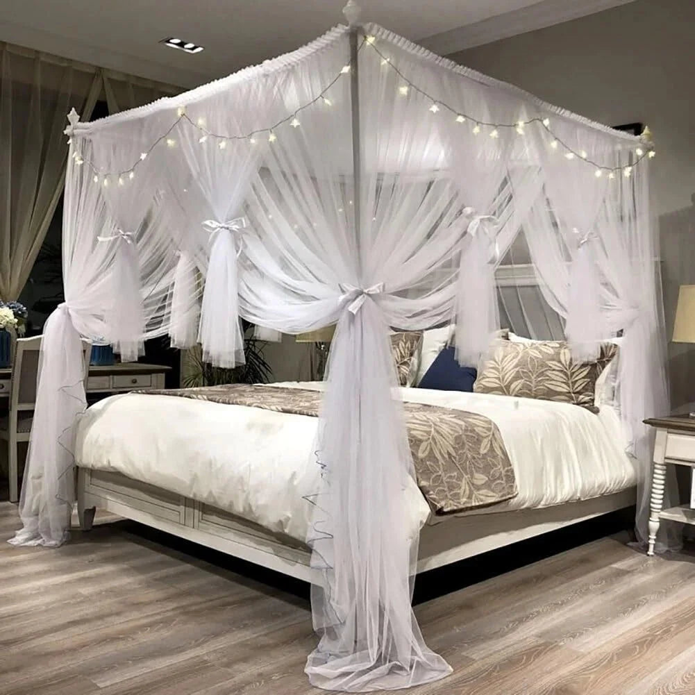 4 Corners Post Canopy Bed Curtain for Girls & Adults-Royal Luxurious Cozy Drapes 07FC0E-D4 - KOEEK [3]