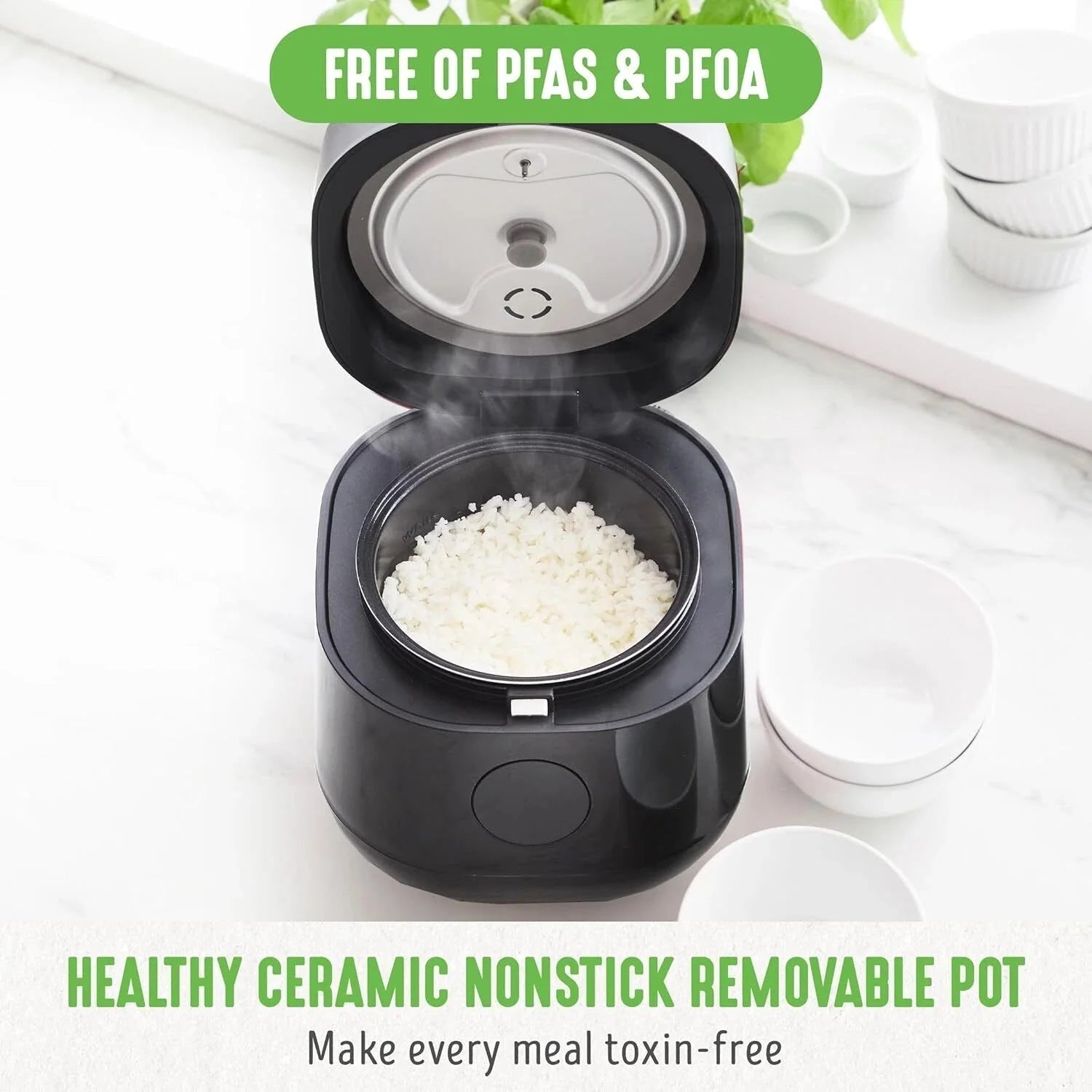 4-Cup Digital Rice Cooker, Removable Ceramic Pot without PFAS and PFOA 07FC0E-D4 - KOEEK [2]