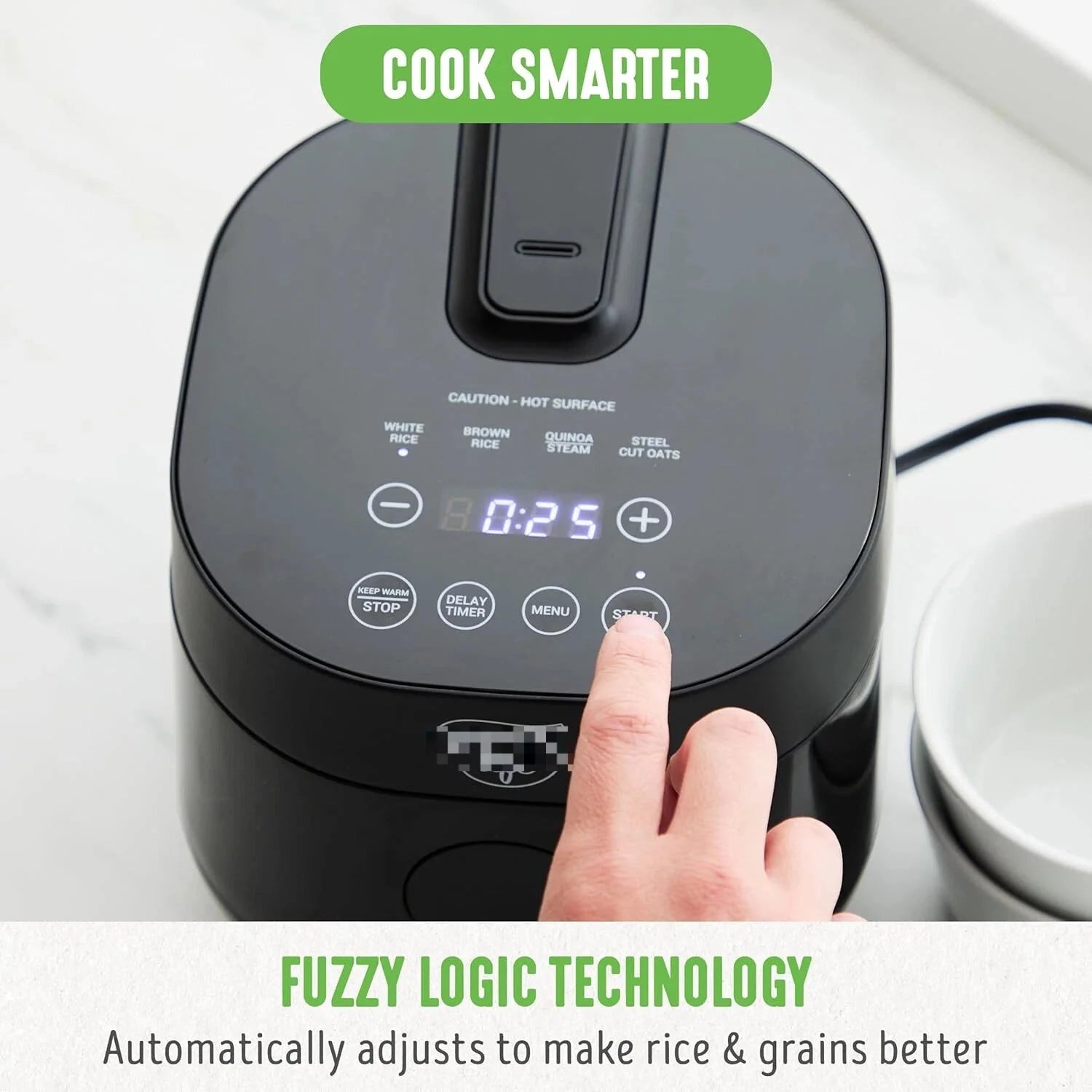4-Cup Digital Rice Cooker, Removable Ceramic Pot without PFAS and PFOA 07FC0E-D4 - KOEEK [5]
