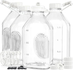 4 Pack 2 Qt Glass Milk Bottles with Handle and Airtight Reusable Screw Lids 07FC0E-D4 - KOEEK [1]