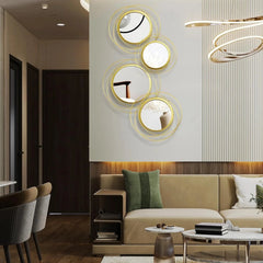 4 Pcs Decorative Wall Mirror Round Mirror Gold Circle Mirror Ring Metal Mirror 07FC0E-D4 - KOEEK [4]