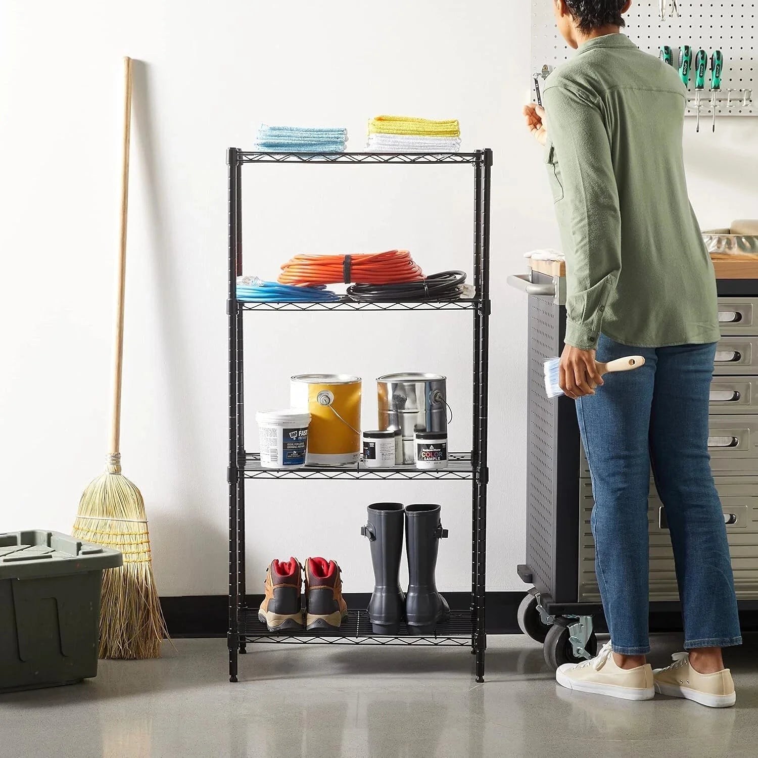 4 Wire Storage Shelves, Adjustable, Sturdy, Easy to Assemble, Black 07FC0E-D4 - KOEEK [10]