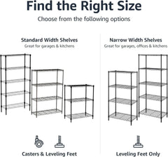 4 Wire Storage Shelves, Adjustable, Sturdy, Easy to Assemble, Black 07FC0E-D4 - KOEEK [2]