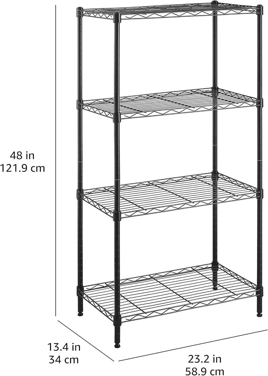 4 Wire Storage Shelves, Adjustable, Sturdy, Easy to Assemble, Black 07FC0E-D4 - KOEEK [9]