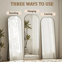 56"x21" Mirror Full Length with Stand, Black Top Square-Edged Floor Mirror 07FC0E-D4 - KOEEK [4]