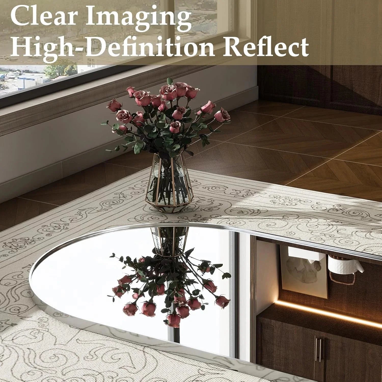 57"x20" Arched Full Length Mirror - Wall Mounted/Floor Mirror Full Body Mirrors 07FC0E-D4 - KOEEK [6]