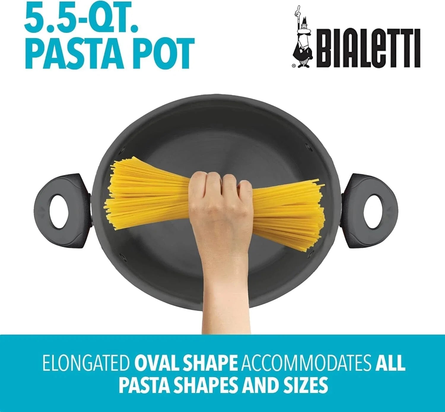 5.5-Quart Pasta Pot with Strainer Lid, Charcoal Large Cooking Pot 07FC0E-D4 - KOEEK [4]