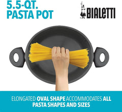 5.5-Quart Pasta Pot with Strainer Lid, Charcoal Large Cooking Pot 07FC0E-D4 - KOEEK [4]