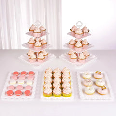 5 Piece Cake Stand Set with 2 x Large 3-Tier Cupcake Stands, 3 x Appetizer Trays 07FC0E-D4 - KOEEK [1]