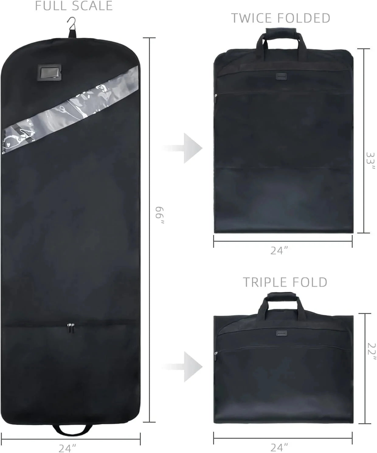 66” Extra Long Gown Garment Bag, Tri-Fold Gown Garment Bag, Storage Hanging Bag 07FC0E-D4 - KOEEK [4]