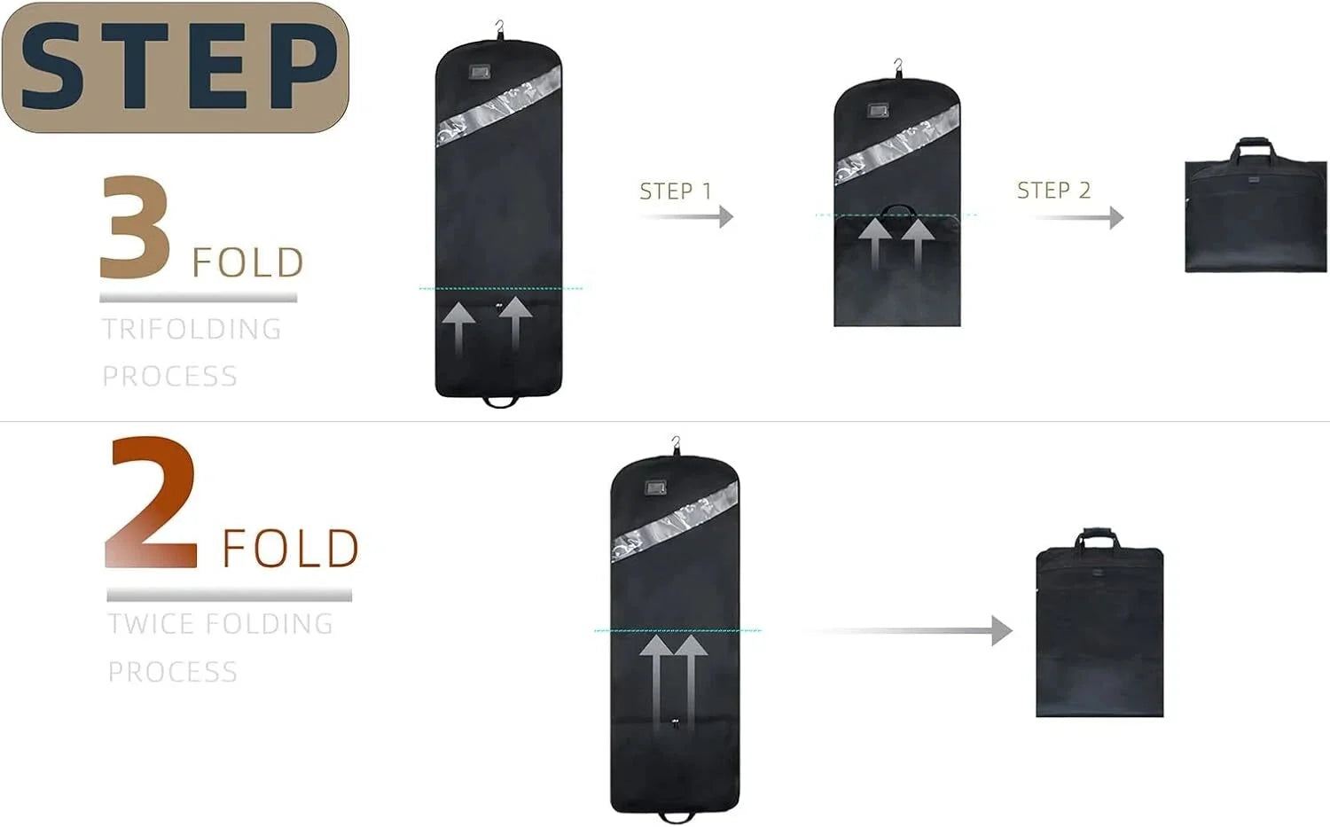 66” Extra Long Gown Garment Bag, Tri-Fold Gown Garment Bag, Storage Hanging Bag 07FC0E-D4 - KOEEK [8]