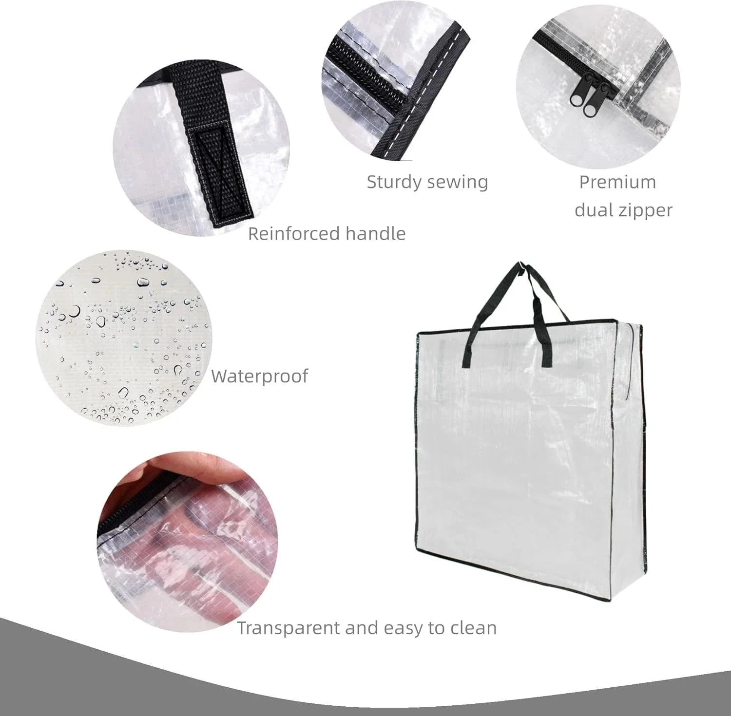 6 Pack Clear Storage Bags with Zipper and Handles, Blanket Bags For Storage 07FC0E-D4 - KOEEK [3]