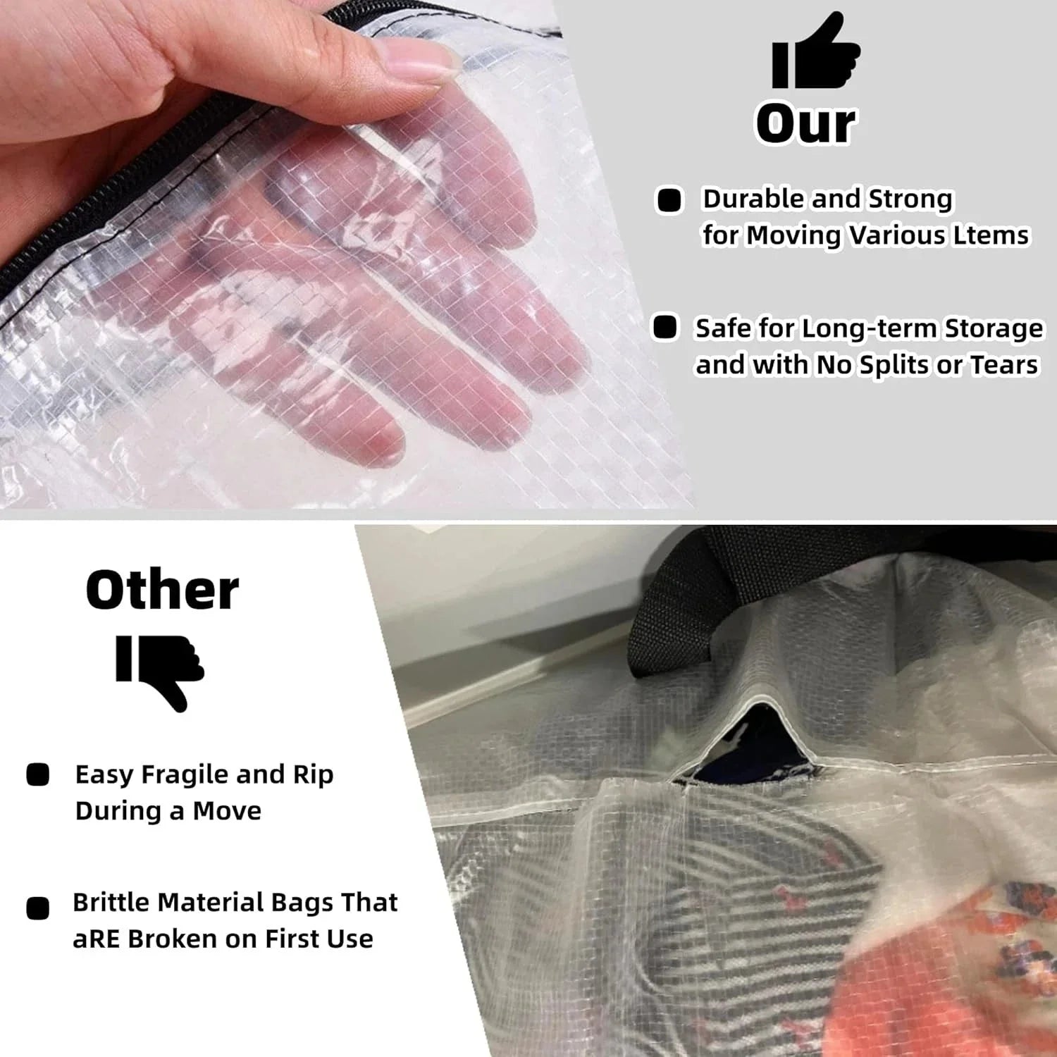 6 Pack Clear Storage Bags with Zipper and Handles, Blanket Bags For Storage 07FC0E-D4 - KOEEK [5]