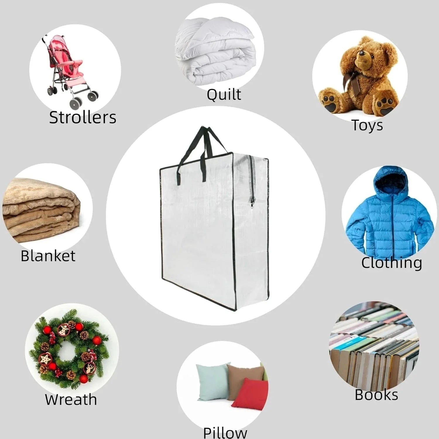 6 Pack Clear Storage Bags with Zipper and Handles, Blanket Bags For Storage 07FC0E-D4 - KOEEK [7]