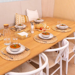 6 Pack, Round Woven Placemats, Natural Hyacinth Wicker Placemats 07FC0E-D4 - KOEEK [3]