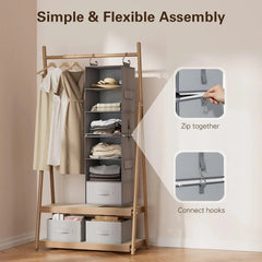 6-Shelf Hanging Closet Organizer,Hanging Shelves with 2 Separable 3-Tier Shelves 07FC0E-D4 - KOEEK [2]