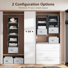 6-Shelf Hanging Closet Organizer,Hanging Shelves with 2 Separable 3-Tier Shelves 07FC0E-D4 - KOEEK [3]