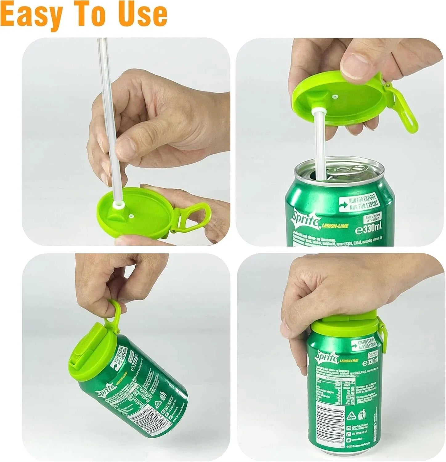 6 pack 6 color Soda Can Lids Straws, Reusable Silicone Straws Soda Can Covers 07FC0E-D4 - KOEEK [5]