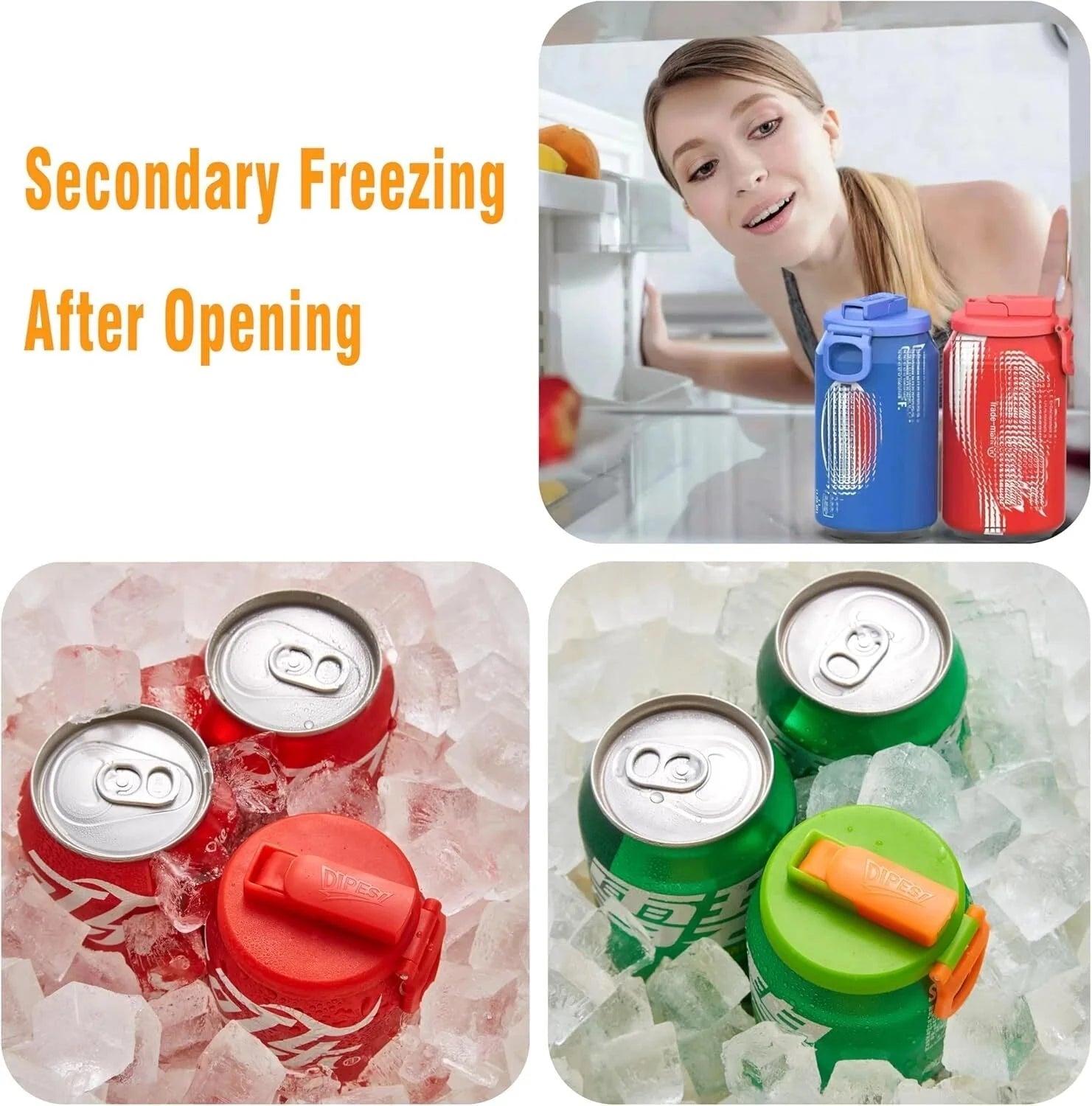 6 pack 6 color Soda Can Lids Straws, Reusable Silicone Straws Soda Can Covers 07FC0E-D4 - KOEEK [6]