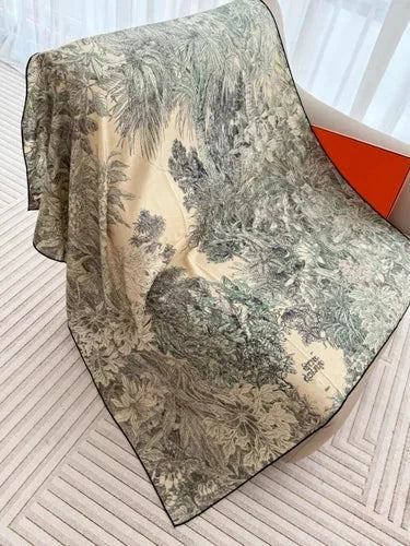 70% Cashmere 30% Silk 135X135cm Wrap Scarf pink forest Print Triangle Shawl 07FC0E-D4 - KOEEK [6]