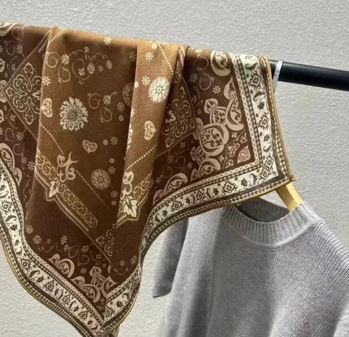 70% Cashmere 30% Silk 26'' Neckerchief Totem Print Shawl Bandana Scarf Wrap 07FC0E-D4 - KOEEK [2]