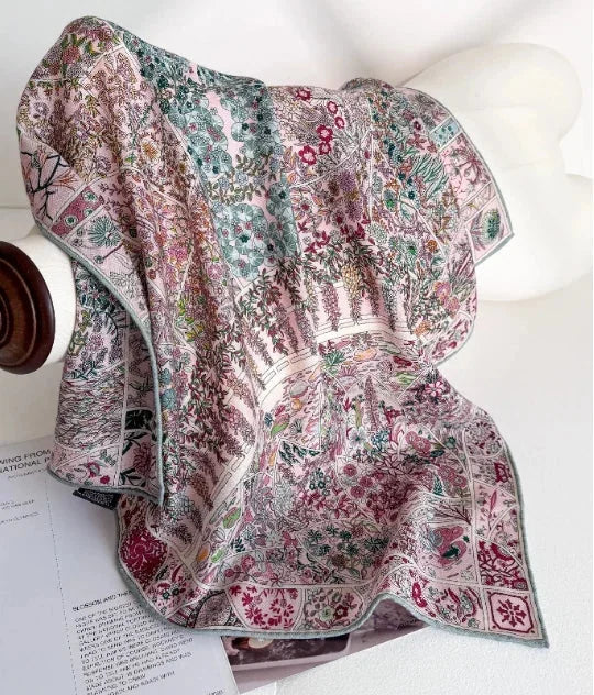 70% Cashmere 30% Silk Bandana 65X65cm Scarf Shawl floral Print Neckerchief wrap 07FC0E-D4 - KOEEK [1]