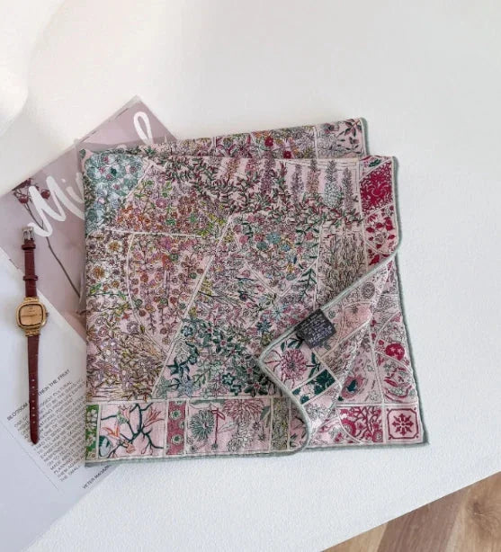 70% Cashmere 30% Silk Bandana 65X65cm Scarf Shawl floral Print Neckerchief wrap 07FC0E-D4 - KOEEK [3]