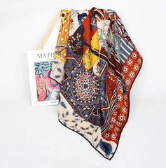 70% Cashmere 30% Silk Bandana feather Print 90X90cm Scarf Shawl Neckerchief wrap 07FC0E-D4 - KOEEK [2]