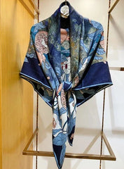 70% Cashmere 30% Silk Scarf 53'' Neckerchief Shawl pomegranate Print Square Wrap 07FC0E-D4 - KOEEK [4]