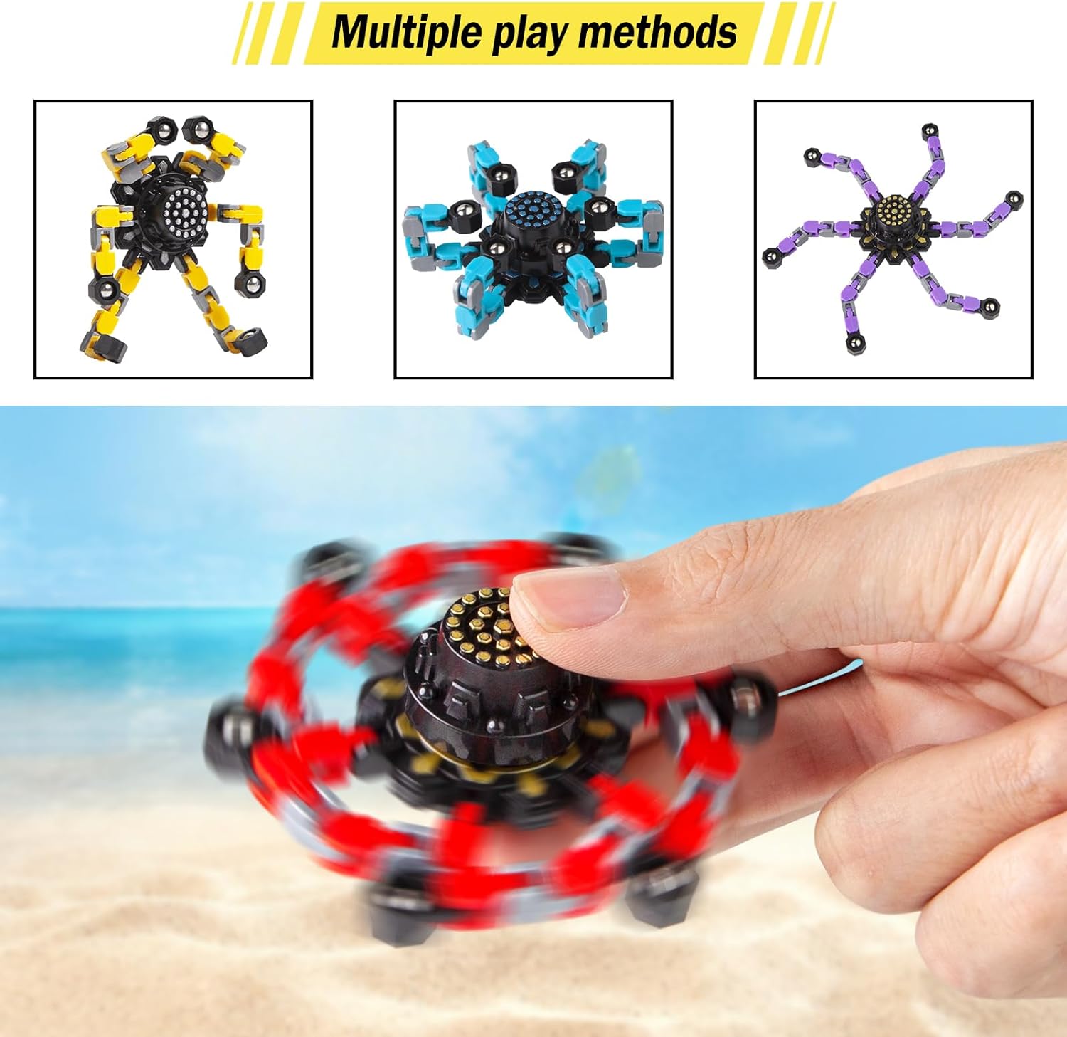 Transformable Fidget Spinners 2 stk for barn og voksne Stressavlastende sanseleker for gutter og jenter Fingerspiss Gyros for ADHD Autisme for barn Påskegaver (Fidget Toys 2 stk)...